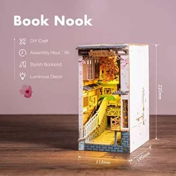 Rolife DIY Book Nook Kit Sakura Densya, DIY Miniature Booknook Kit Creative Decorative Bookend Bookshelf Insert 3D Puzzles for Adults, Halloween/Christmas Decorations/Gifts for Adults (Sakura Densya)