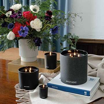 Apotheke Luxury Scented Concrete 4-Wick Jar Candle,Charcoal,72 oz - Extra-Large - Cedarwood,Sandalwo...