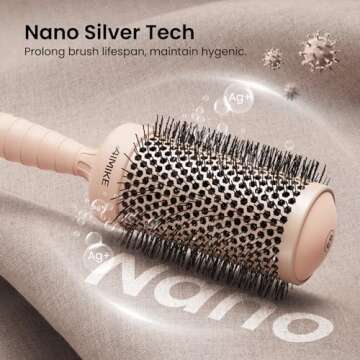 AIMIKE Round Hair Brush, 2.1 inch Nano Ion Thermal Ceramic Tech, Large Round Brush for Blow Drying &...