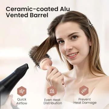 AIMIKE Round Hair Brush, 2.1 inch Nano Ion Thermal Ceramic Tech, Large Round Brush for Blow Drying & Styling, Maximum Volume and Shine, Barrel 2.1 inch, for Thick Curly Hair, Unisex