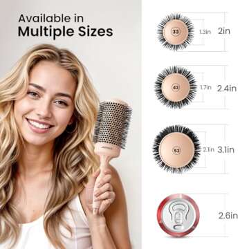AIMIKE Round Hair Brush, 2.1 inch Nano Ion Thermal Ceramic Tech, Large Round Brush for Blow Drying & Styling, Maximum Volume and Shine, Barrel 2.1 inch, for Thick Curly Hair, Unisex