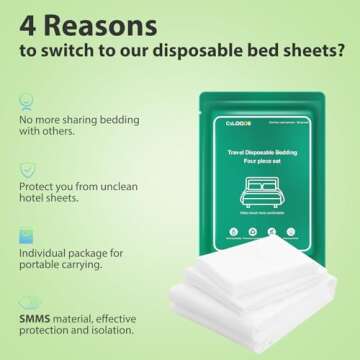 2 Pack Disposable Bed Sheets for Hotel, Portable Bedspread, Disposable Bedding Set with 2 Bed Sheet 2 Quilt Cover and 4 Pillowcase for Travel