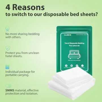 2 Pack Disposable Bed Sheets for Hotel, Portable Bedspread, Disposable Bedding Set with 2 Bed Sheet 2 Quilt Cover and 4 Pillowcase for Travel