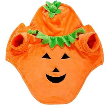 Pumpkin Costumes for Dogs, Halloween Costume for Dogs Small, Pet Cosplay Dress, Puppy Warm Outfits Fleece Hoodie, (S for 3.0~5.5 lbs)