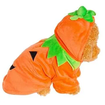 Pumpkin Costumes for Dogs, Halloween Costume for Dogs Small, Pet Cosplay Dress, Puppy Warm Outfits Fleece Hoodie, (S for 3.0~5.5 lbs)