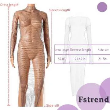 Fstrend Rhinestone Mesh Dress for Parties & Festivals