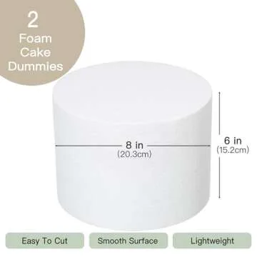 Crafare 8x6Inch Art Cake Dummy Round for Crafts 2pcs 8 Inch Round Cake Dummy for Cake DIY Projects Wedding Holiday Christmas Crafts Making and School Modeling