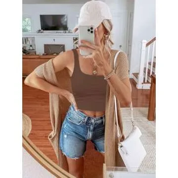 Stylish Reoria Women's Sleeveless Square Neck Crop Tank