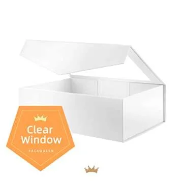 PACKQUEEN Large White Gift Boxes with Windows