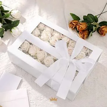 PACKQUEEN Large White Gift Boxes with Windows