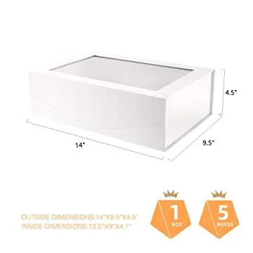 PACKQUEEN Large White Gift Boxes with Windows