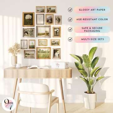 97 Decor Vintage Wall Art Prints - 16 Pcs French Country Decor, Vintage Posters For Room Aesthetic Pictures, Vintage Prints For Wall Decor, Landscape Painting Gallery Wall Art For Bedroom (UNFRAMED)