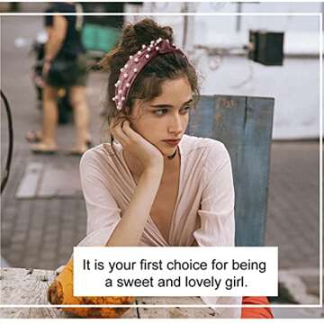 AOPRIE Top Knot Headbands 6 Pack Wide Plain Hair Bands for Women's Hair Fashion Pearl Hair Accessori...