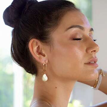 PEARLADA Baroque Pearl Drop Earrings for Women