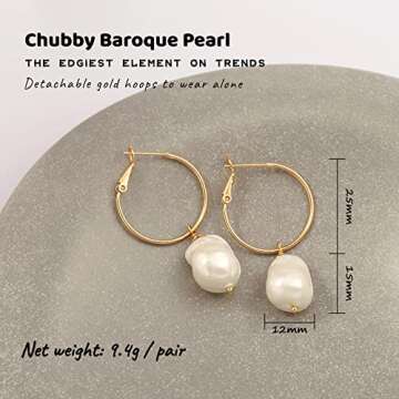 PEARLADA Baroque Pearl Drop Earrings for Women