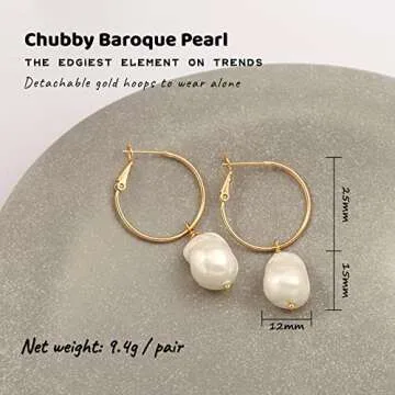 PEARLADA Baroque Pearl Drop Earrings for Women
