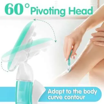 DreamGenius Travel Razors for Women Include 1 Handle and 2 Cartridges, Extra Smooth 5-Blade Travel Essentials Razor with Case for Shaving, Green