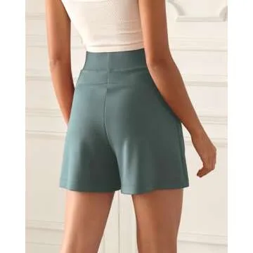 ODODOS Modal Soft Wide Leg Shorts for Women 4" High Waist Casual Relaxed Shorts with Pockets, Slate ...