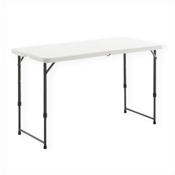 Living and More 4 Foot Height Adjustable Fold-in-Half Table with Carrying Handle, Easy Folding and S...