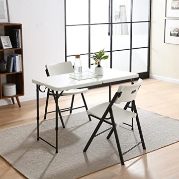 Living and More 4ft Height Adjustable Folding Table - Versatile and Portable