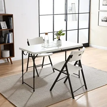 Living and More 4ft Height Adjustable Folding Table - Versatile and Portable