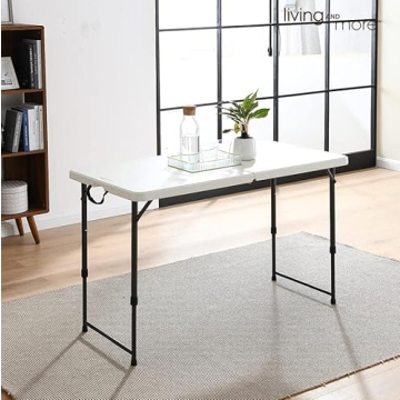 Living and More 4ft Height Adjustable Folding Table - Versatile and Portable