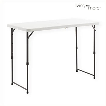 Living and More 4ft Height Adjustable Folding Table - Versatile and Portable