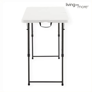 Living and More 4ft Height Adjustable Folding Table - Versatile and Portable
