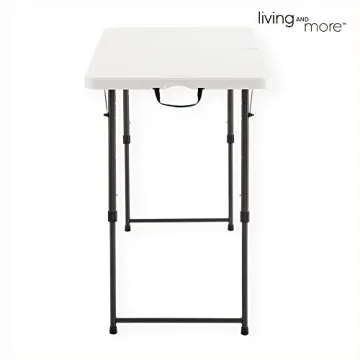 Living and More 4ft Height Adjustable Folding Table - Versatile and Portable