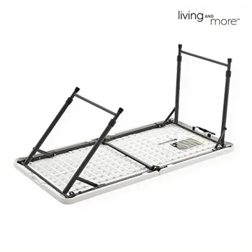 Living and More 4ft Height Adjustable Folding Table - Versatile and Portable
