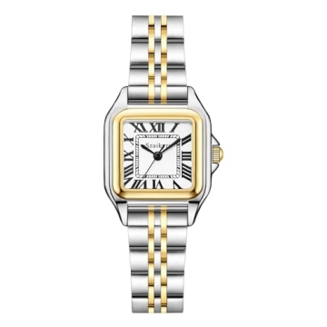 Szaikyri Classic Square Watches for Women with Roman Numerals Ladies Casual Dress Watch (Silver&Gold...