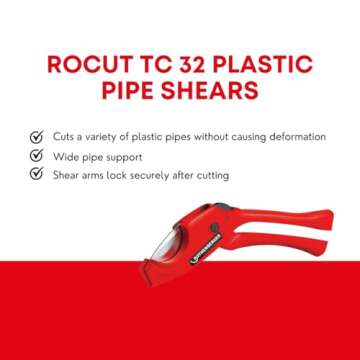 Rothenberger Rocut TC 32 Standard Plastic Pipe Shears with Stainless Steel Blade, Transport Lock - I...