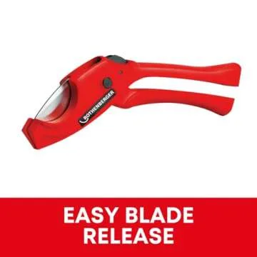 Rothenberger Rocut TC 32 Standard Plastic Pipe Shears with Stainless Steel Blade, Transport Lock - Ideal for Plastic Pipes - 0-32 MM Cutting Range - 52040