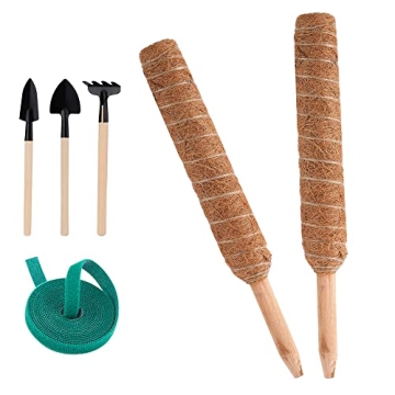 Pickei Coir Moss Pole - 26.7 Inches Coco Coir Poles with Gardening Tool Set and 78 Inches Garden Tie...