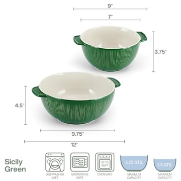 Fitz and Floyd Green Mixing Bowls Set of 2 Handled