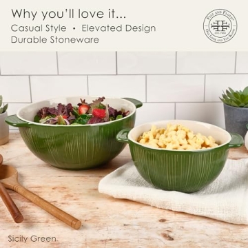 Fitz and Floyd Green Mixing Bowls Set of 2 Handled