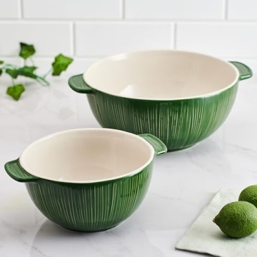 Fitz and Floyd Green Mixing Bowls Set of 2 Handled
