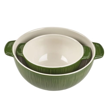 Fitz and Floyd Green Mixing Bowls Set of 2 Handled