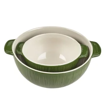 Fitz and Floyd Green Mixing Bowls Set of 2 Handled