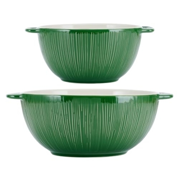 Fitz and Floyd Green Mixing Bowls Set of 2 Handled