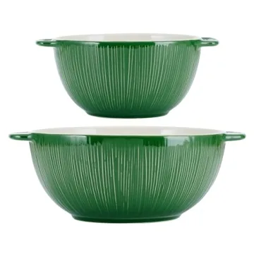 Fitz and Floyd Green Mixing Bowls Set of 2 Handled