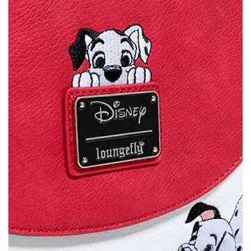 Loungefly x Disney 101 Dalmatians Striped Faux Leather Crossbody Bag (One Size, Black, White, Red)