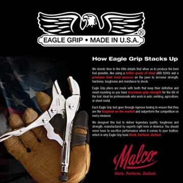 Malco Eagle Grip LP10WC 10 in. Curved Jaw Locking Pliers with Wire Cutter