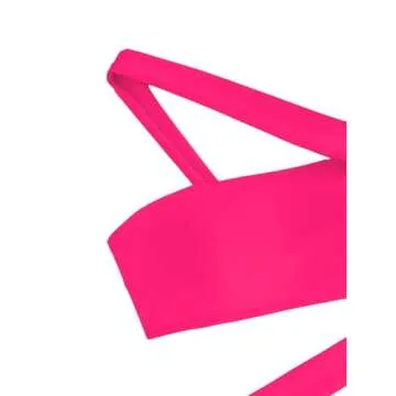 Lilosy Sexy Cutout Tube One Shoulder Swimsuit High Waist Piece Cheekly Bikini Brazilian Women Bandeau Bathing Suit Hot Pink Medium