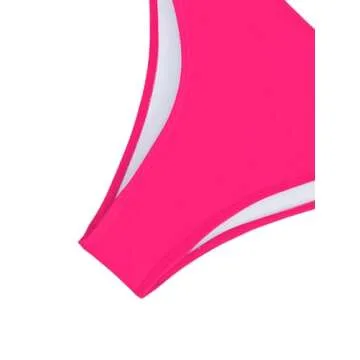 Lilosy Sexy Cutout Tube One Shoulder Swimsuit High Waist Piece Cheekly Bikini Brazilian Women Bandeau Bathing Suit Hot Pink Medium