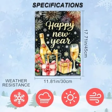 IVN New Year Garden Flag Double Sided Holiday Decor