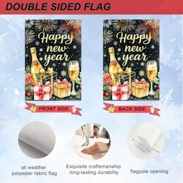 IVN New Year Garden Flag Double Sided Holiday Decor