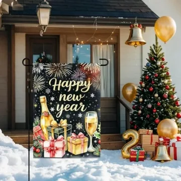 IVN New Year Garden Flag Double Sided Holiday Decor