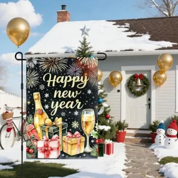 IVN New Year Garden Flag Double Sided Holiday Decor
