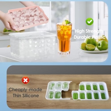 WIBIMEN Ice Cube Tray with Lid & Storage Bin - Stylish Ice Maker